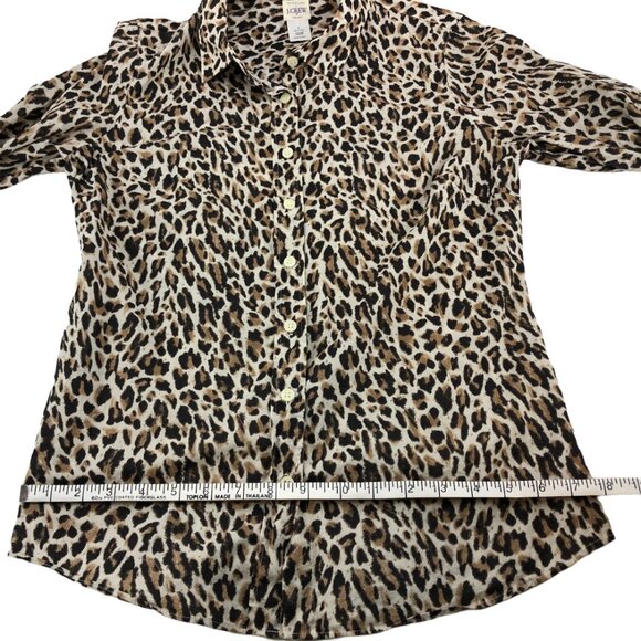 J. Crew “The Perfect Shirt” Long Sleeve 100% Cotton Leopard Print Shirt Size S - Picture 10 of 12